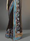 Black Georgette Embroidered Saree With Unstitched Blouse
