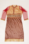 Brown Maroon Banarasi Silk Semi Stitched Salwar Suit With Dupatta
