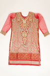 Red Net Georgette Semi Stitched Salwar Suit With Dupatta