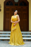 Mango Gold Sequence, Cutdana,Threadwork, Embroidery Georgette Lehenga Set With Readymade Blouse