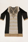 Black Crepe Georgette Semi Stitched Salwar Suit With Dupatta
