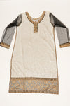 White & Black Jacquard Crepe  Semi Stitched Salwar Suit With Dupatta