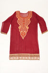 Maroon Jacquard Crepe Semi Stitched Suit Salwar With Dupatta