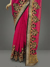 Rani Chiffon Embroidered Saree With Unstitched Blouse
