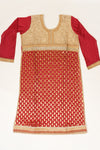 Maroon Khaddi Georgette Semi Stitched Suit Salwar With Dupatta