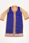 Royal Blue Tussar Semi Stitched Salwar Suit With Dupatta