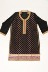 Black Crepe Semi Stitched Suit Salwar With Dupatta