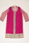 Magenta Tussar Semi Stitched Salwar Suit With Dupatta