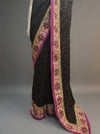 Black Georgette Embroidered Saree With Unstitched Blouse