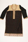 Black Crepe Semi Stitched Suit Salwar With Dupatta
