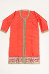 Peach Tussar Semi Stitched Salwar Suit With Dupatta