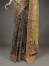 Tussar Black Kora Georgette Embroidered Saree With Unstitched Blouse