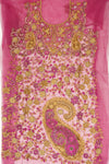 Magenta Net Unstitched Suit Salwar With Dupatta