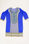 Royal Blue Georgette Semi Stitched Suit Salwar With Dupatta