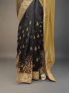 Tussar Black Foil Tussar Embroidered Saree With Unstitched Blouse
