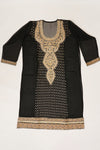 Black Georgette Semi Stitched Suit Salwar With Dupatta
