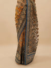 Orange Net Embroidered Saree With Unstitched Blouse