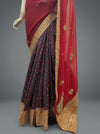 Maroon Georgette Crepe Embroidered Saree With Unstitched Blouse