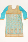 Firozi Net Semi Stitched Suit Salwar With Dupatta