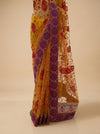 Lime Green Net Embroidered Saree With Unstitched Blouse