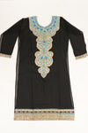 Black Georgette Semi Stitched Suit Salwar With Dupatta