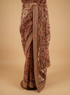 Ivory Net Embroidered Saree With Unstitched Blouse
