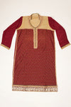 Maroon Crepe Semi Stitched Salwar Suit With Dupatta