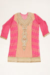Gajari Tussar Georgette Semi Stitched Suit Salwar With Dupatta