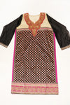 Black Upada Silk Semi Stitched Salwar Suit With Dupatta
