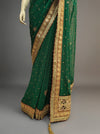 Bottle Green Georgette Embroidered Saree With Unstitched Blouse