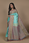 Tea-green Banarasi Woven Zari Banarasi Silk Saree With Unstitched Blouse