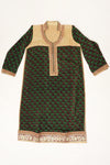 Tussar Bottle Green Crepe Semi Stitched Salwar Suit With Dupatta