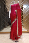 Red Rani Organza Satin Embroidered Sequence Saree (Ft:-Isha Borah)