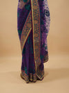 Garnet Net Embroidered Saree With Unstitched Blouse