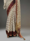 Tussar Crepe Embriodered Saree With Unstitched Blouse