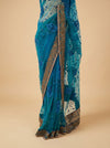 Jade Green Net Embroidered Saree With Unstitched Blouse