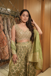 Pista Green Shimmer Tissue Readymade Sharara Set With Georgette Dupatta (Ft:-Muskan Sharma)