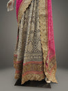 Rani Grey Brasso Net Embroidered Saree With Unstitched Blouse