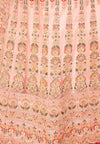 Peach Net Embroidered & Embellished Lehenga Set With Net Dupatta