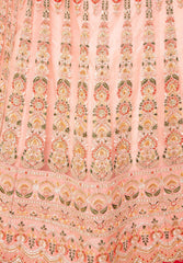 Peach Net Embroidered & Embellished Lehenga Set With Net Dupatta