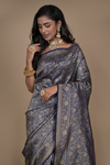 Midnight Blue Banarasi Silk Woven Zari Tanchoi Saree With Unstitched Blouse(Ft:-Ramya Sumana)