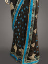 Black Chiffon Embroidered Saree With Unstitched Blouse