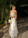 White Chinon Lehenga Set And Net Dupatta With Readymade Blouse (Ft. krystle Dsouza)