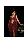 Maroon Net Pre-Draped Designer Saree With Readymade Blouse (Ft:-Kanika Mann)
