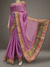 Mauvish Gajari Jacquard Chiffon Embroidered Saree With Unstitched Blouse