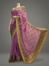Mauve Chiffon Embroidered Saree With Unstitched Blouse