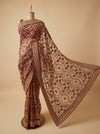 Ivory Net Embroidered Saree With Unstitched Blouse