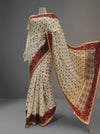Tussar Crepe Embriodered Saree With Unstitched Blouse