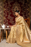 Tussar Banarasi Silk Woven Zari Saree With Unstitched Blouse