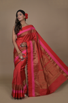 Maroon Banarasi Handloom Woven Zari Saree With Unstitched Blouse